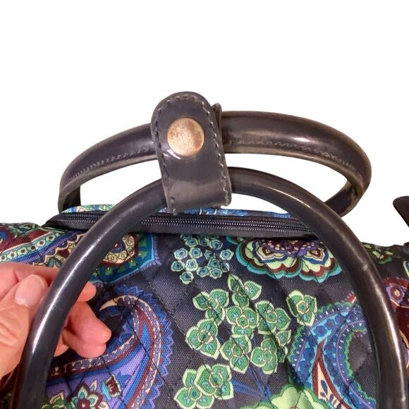 Vera Bradley Java Blue Rolling Duffle Bag Carry On Luggage - Picture 6 of 10